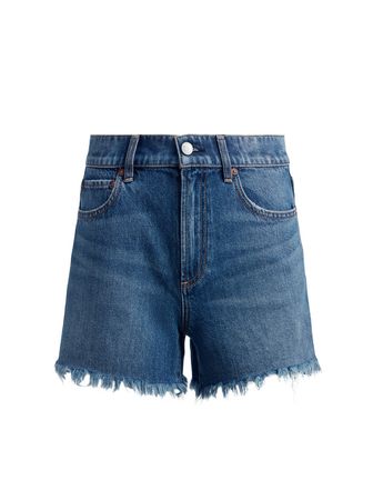 Trish Low Rise Baggy Short With Raw Hem In Lola Blue | Alice And Olivia