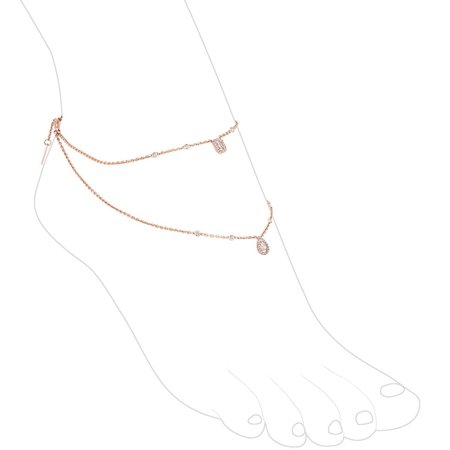 My Twin 2 Rows Ankle Bracelet Pink Gold for Woman