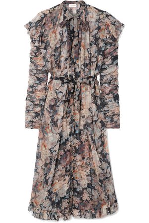 Zimmermann | Tempest Frolic ruffled floral-print silk-georgette midi dress | NET-A-PORTER.COM
