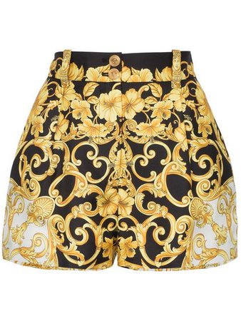 Versace high waisted baroque print silk shorts $585 - Buy Online SS19 - Quick Shipping, Price