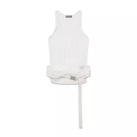 Waist Bag Mesh Tank Top- White - PRIVATE POLICY