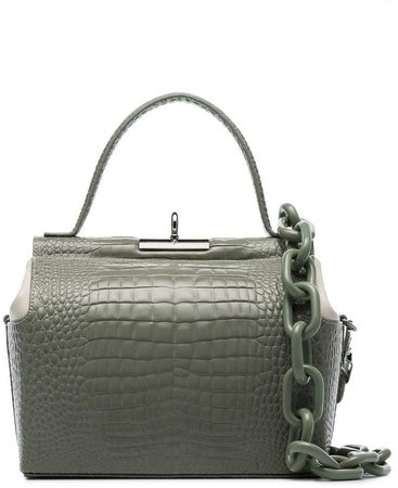 Gu_De green croc-effect leather shoulder bag