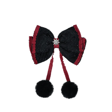 DevilInspired | Black Pompoms Decorated Bowknot Hairclip (Dei5 edit)