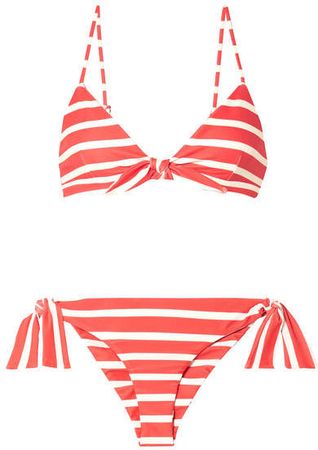 Taylor And Elsa Striped Triangle Bikini - Red