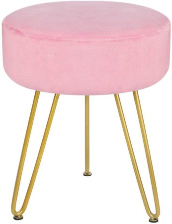 Amazon.com: Velvet Footrest Stool Ottoman Round Modern Upholstered Vanity Footstool Side Table Seat Dressing Chair with Golden Metal Leg (Pink Square): Kitchen & Dining