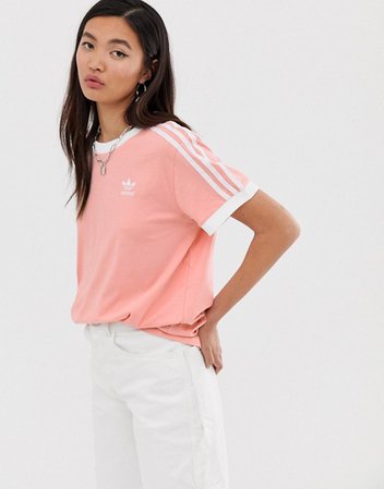 adidas Originals adicolor three stripe t-shirt in pink | ASOS
