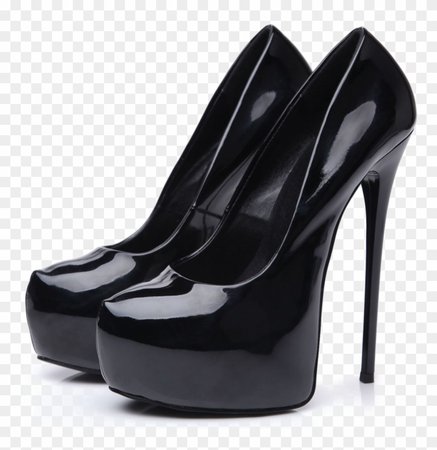Black leather high heels