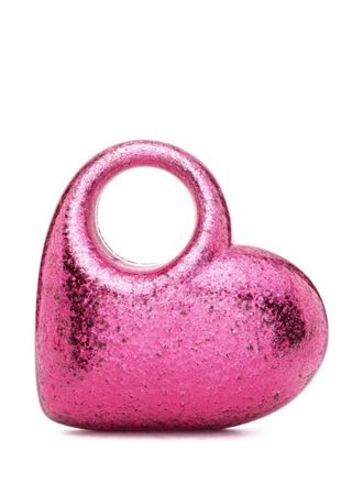 Aquazzura Heart glitter-embellished Clutch Bag - Farfetch