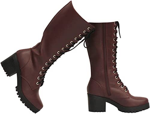 Amazon.com | MVE Shoes Women's Block Heel Lace Up Side Zipper Ankle Boots, Second TOB IMSU 9 | Ankle & Bootie