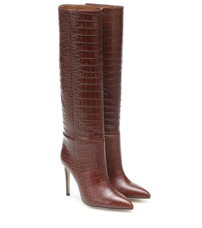 Croc-Effect Leather Knee-High Boots - Paris Texas | Mytheresa