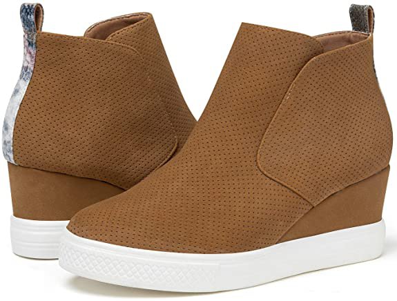 Amazon.com | katliu Women's Wedge Sneakers Platform Wedge Shoes Animal Print Booties Grey | Ankle & Bootie