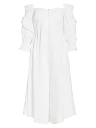 Shop Cult Gaia Simona Linen-Blend Off-The-Shoulder Midi-Dress | Saks Fifth Avenue