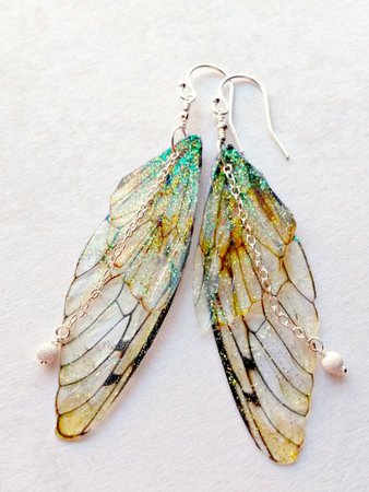 fairy wing earrings gold by DollyDangles