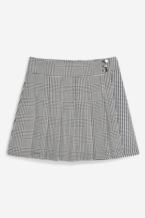 PETITE Monochrome Check Kilt Skirt | Topshop
