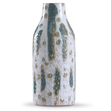 Romani - Textured Glazed Ceramic Vase - Green and White Finish - Walmart.com - Walmart.com