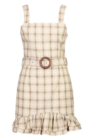 Check Belted Pinafore Dress