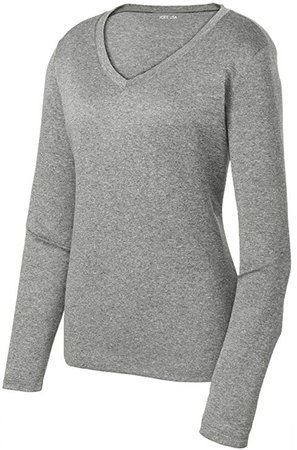 Amazon.com: Joe's USA Ladies Athletic Heather Long Sleeve V-Neck T-Shirt -Large-Graphite: Clothing