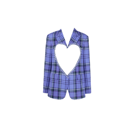 Area Plaid Heart Cutout Blazer - Very Peri (Dei5 Edit)