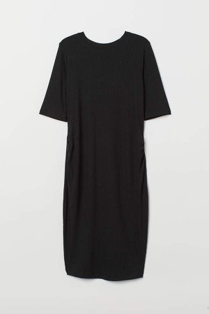 MAMA Ribbed Jersey Dress - Black