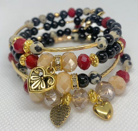 red and tan bracelet