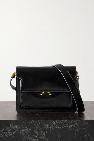 Trunk Mini Leather Shoulder Bag - Black