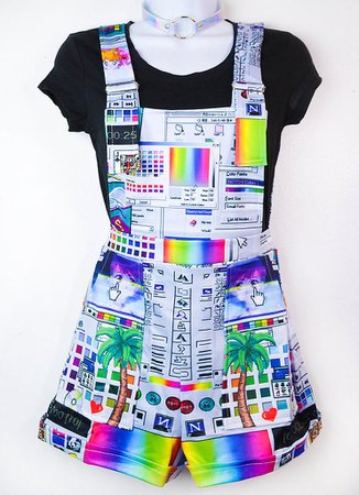 Vaporwave Computer Glitch Overalls – In Control Clothing