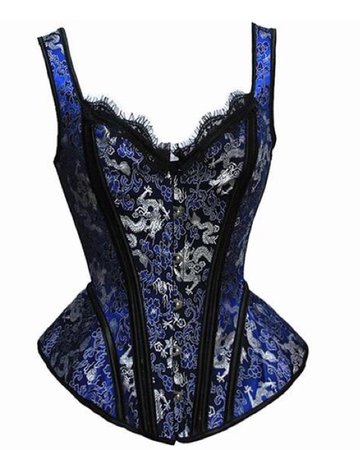blue black and silver corset