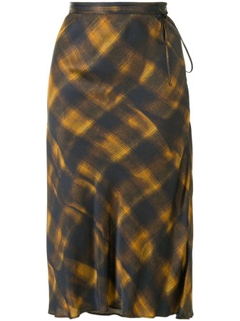 yellow & blue Proenza Schouler White Label check-pattern midi skirt