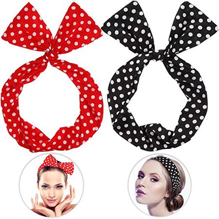 Amazon.com : Sea Team Wire Headband Stylish Retro Bowknot Polka Dot Wire Hair Holders for Women and Girls Red : Beauty