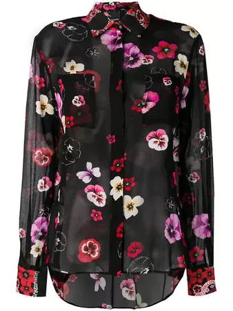 Pinko Floral Sheer Fitted Blouse - Farfetch