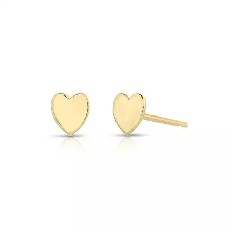 Small Heart Stud Earrings 14k Yellow Gold