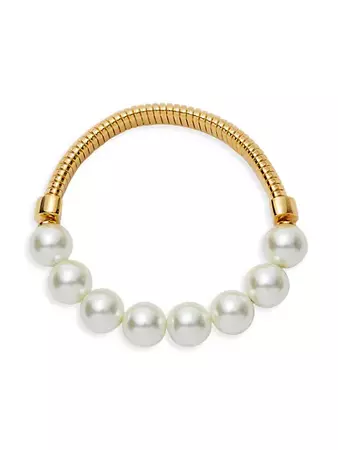 Shop Lele Sadoughi 14K-Gold-Plated & Acrylic Pearl Bracelet | Saks Fifth Avenue