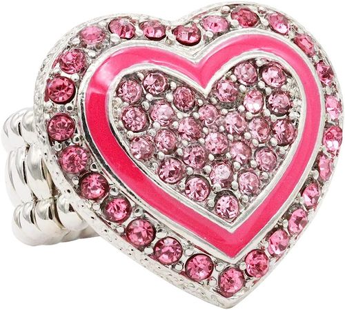 Amazon.com: Lavencious Heart Shaped Rhinestones Stretch Rings for Women Size for 7-9(Pink): Clothing, Shoes & Jewelry