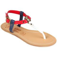 red blue white sandals