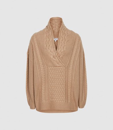 Ali Camel Cable Knit Jumper – REISS