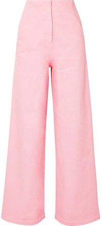Stretch-cotton Wide-leg Pants - Pink
