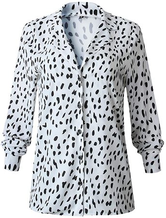 ECOWISH Womens Casual Tops V Neck Leopard Tunic Long Sleeve Button Down Shirts Top at Amazon Women’s Clothing store