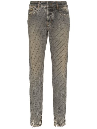 Filles A Papa crystal-stripe distressed jeans - FARFETCH