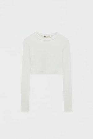 Ribbed cropped sweater - pull&bear