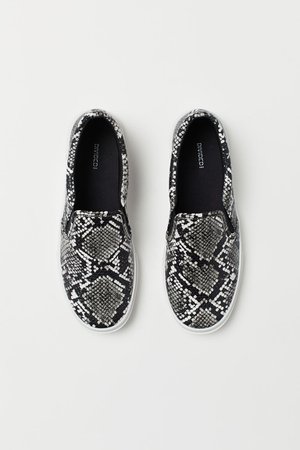 Slip-on Shoes - Black/snakeskin-patterned - Ladies | H&M US
