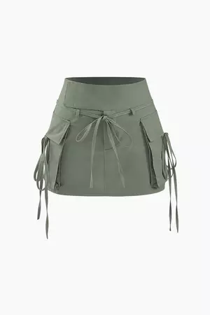 Low Rise Tie Cargo Mini Skirt – Micas
