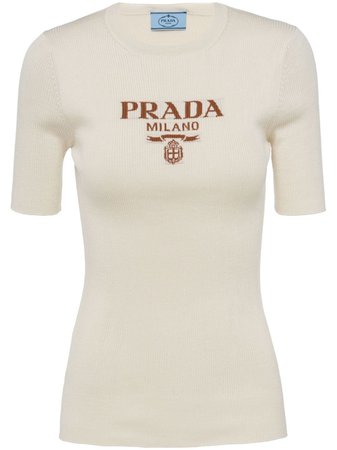 Prada Logo crew-neck Knit T-shirt - Farfetch