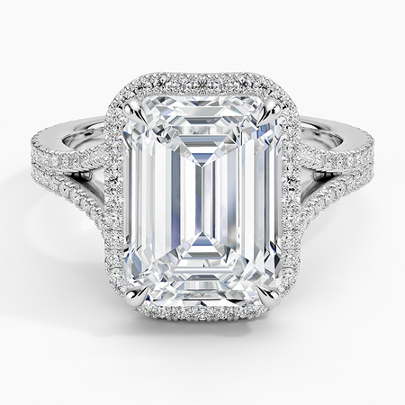 18K White Gold Fortuna Halo Diamond Engagement Ring 9.08 Carat Emerald Diamond $684,700