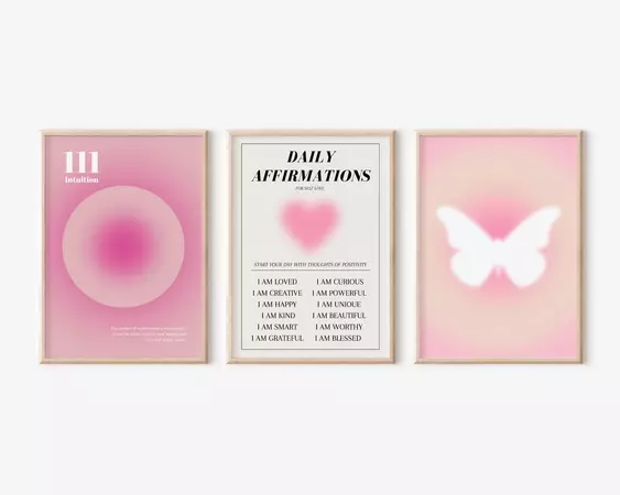 Pink Aura Poster Set Set of 3 Affirmation Poster Trust - Etsy Australia