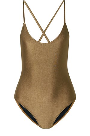 Caroline Constas | Delfina metallic swimsuit | NET-A-PORTER.COM