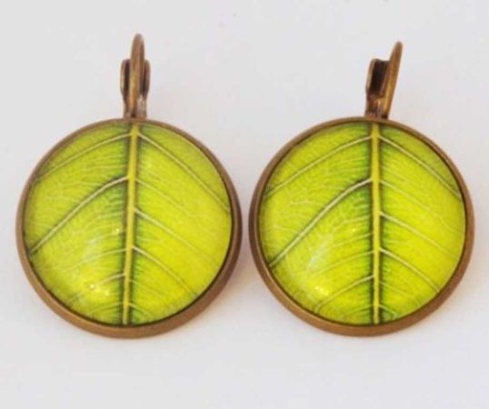 green boho earrings