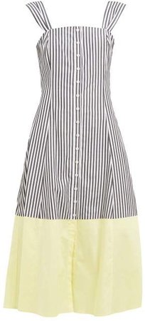 Ariel Striped Cotton Midi Dress - Womens - Yellow Multi