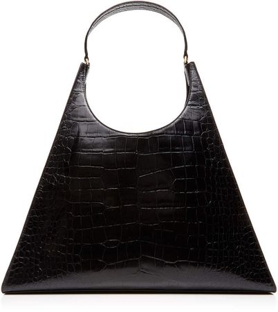 Rey Large Croc-Effect Leather Shoulder Bag