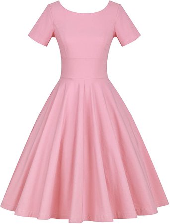 Amazon.com: GownTown Women's 1950s Vintage Dresses Cap Sleeves Cocktail Stretchy Dresses with Pocket Pink : Clothing, Shoes & Jewelry
