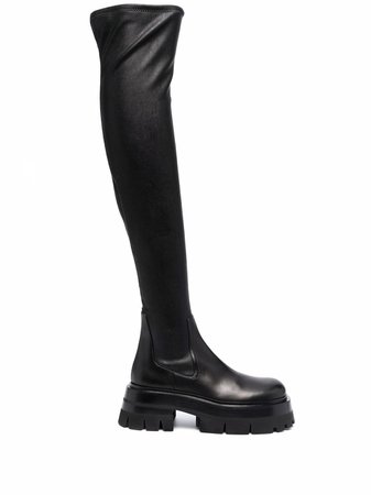 Versace Leather over-the-knee Boots - Farfetch